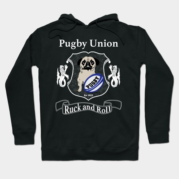 Pugby Union Funny Rugby Pug Design for Dog Lovers Hoodie by bbreidenbach